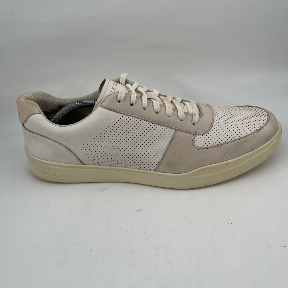 Cole Haan Men’s Grand Court Modern Perforated-SZ 12-Ivory Silver Birch Sneakers